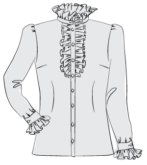 Technical drawing of the Fitted Shirt PDF sewing pattern 545