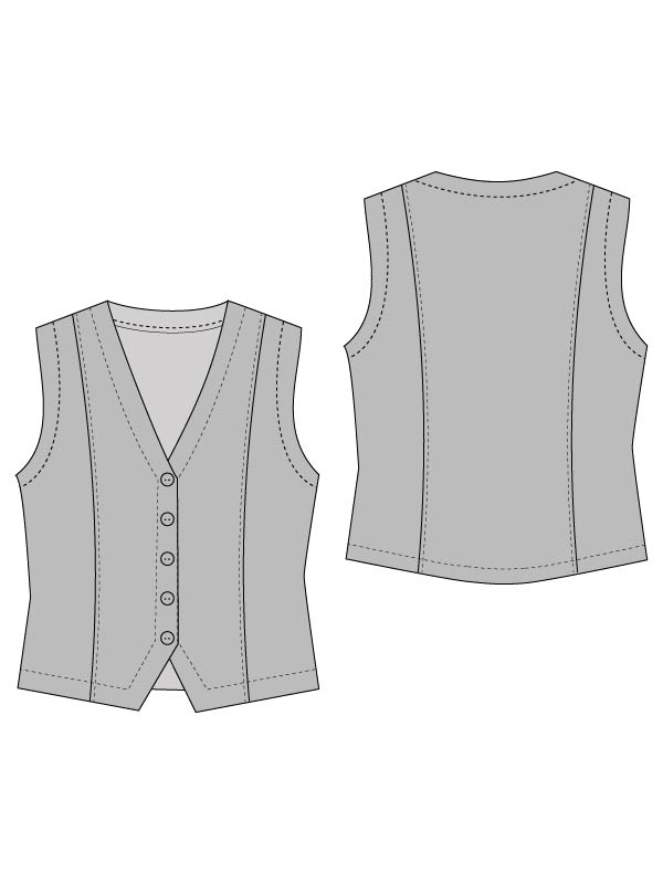 710 Shirtwaister Dress  PDF sewing pattern technical drawing