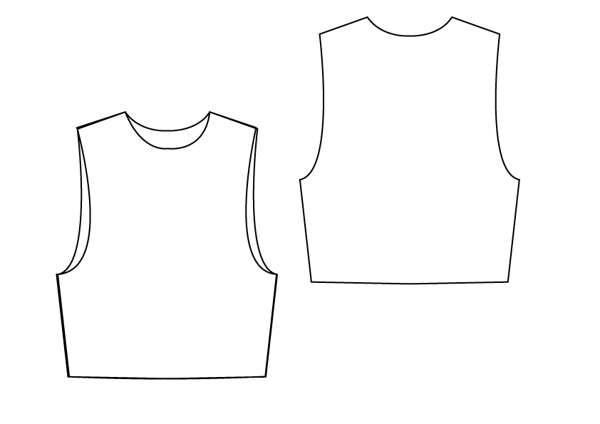 Technical drawing of the Jersey Vest PDF sewing pattern 547