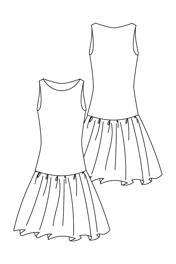 Technical drawing of the Jersey Dress PDF sewing pattern 785
